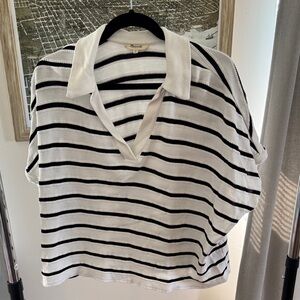 Madewell Black and White Striped Button Down Shirt